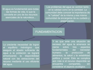 NECESIDADESLos estudiantes participen en actividades sobre el cuidado del Agua.Concientizar el uso racional de este recurso en sus actividades diarias.Desarrollar tips sobre el cuidado del agua en sus hogares.