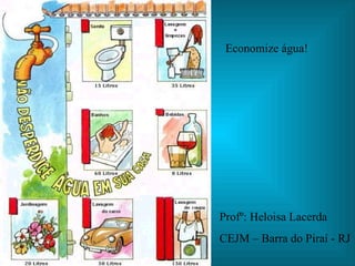 Economize água! Profº: Heloisa Lacerda CEJM – Barra do Piraí - RJ 
