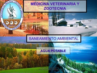 MEDICINA VETERINARIA Y ZOOTECNIA SANEAMIENTO AMBIENTAL 1 Angélica M. Lozano castro                                 Medicina Veterinaria y Zootecnia 2011 AGUA POTABLE 