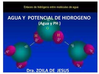 AGUA Y POTENCIAL DE HIDROGENO
Dra. ZOILA DE JESUS
(Agua y PH )
 