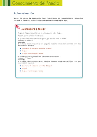 Autoevaluación
Antes de iniciar la evaluación final, comprueba los conocimientos adquiridos
durante el recorrido didáctico que has realizado hasta llegar aquí.
 