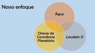 Nosso enfoque
Água
Laudato Si
Chaves da
Consciência
Planetária
 