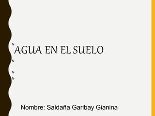 AGUA EN EL SUELO
Nombre: Saldaña Garibay Gianina
 