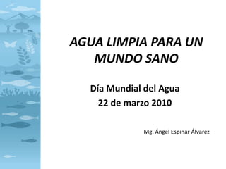 AGUA LIMPIA PARA UN MUNDO SANO Día Mundial del Agua 22 de marzo 2010 Mg. Ángel Espinar Álvarez 