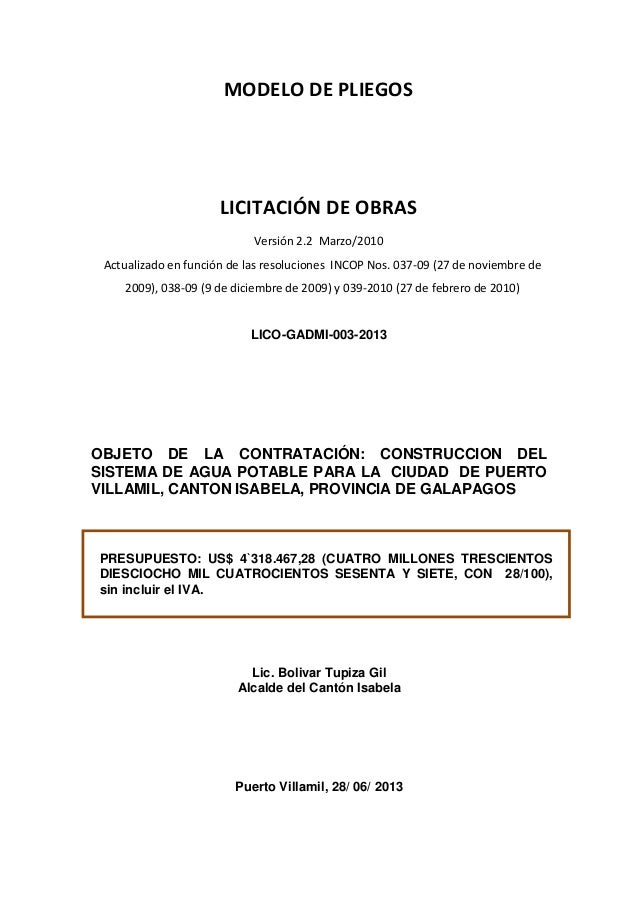 Concurso Público para Construcción del Sistema de Agua 