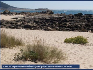 Punta do Tegra e castelo da Ínsua (Portugal) na desembocadura do Miño
 