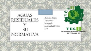 AGUAS
RESIDUALES
Y
SU
NORMATIVA
Adriana Cielo
Velázquez
Maqueda
Matricula:201856
550
 
