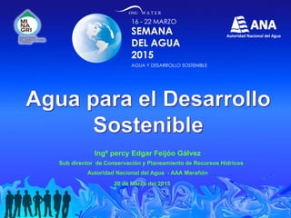 Ingº percy Edgar Feijóo Gálvez
Sub director de Conservación y Planeamiento de Recursos Hídricos
Autoridad Nacional del Agua - AAA Marañón
20 de Marzo del 2015
 