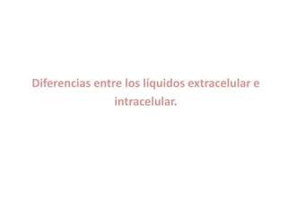 Diferencias entre los líquidos extracelular e
intracelular.
 