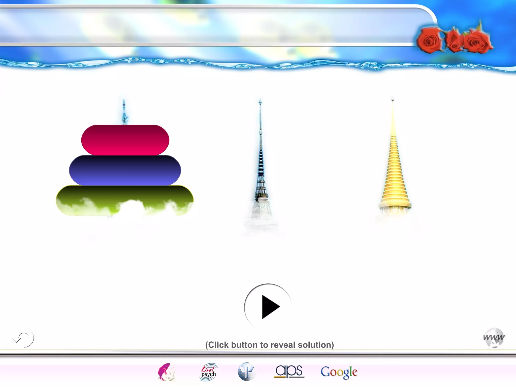 Intelligence Gardner 
(Click button to reveal solution) 
Cognition Concepts Problems A.I. Creativity 
I.Q. Wechsler Bias Delay Terman Heredity 
Animal 
 