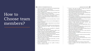General Information
How to
Choose team
members?
 