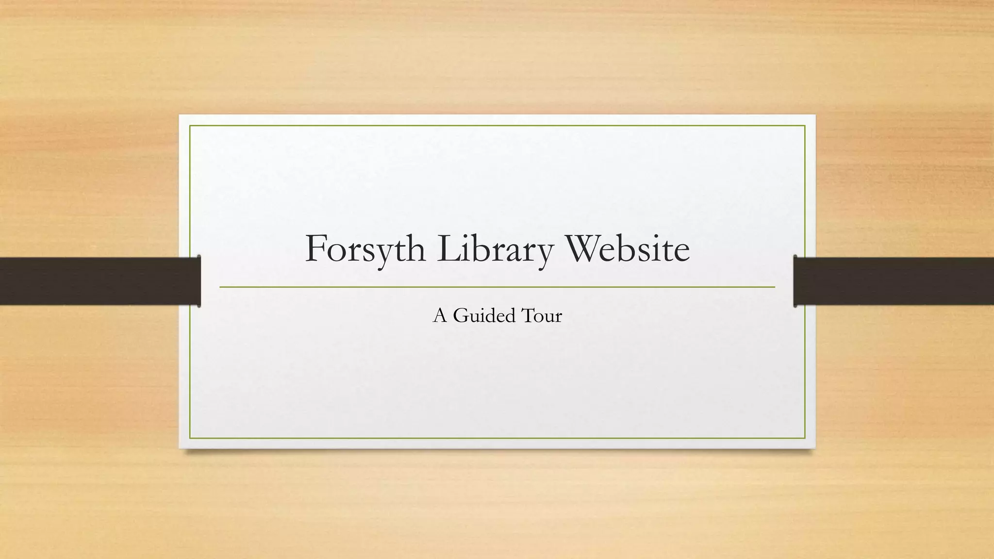 A guided tour of the forsyth library website PDF Databases