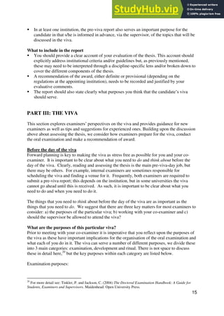 A Guide For Internal And External PhD Examiners | PDF