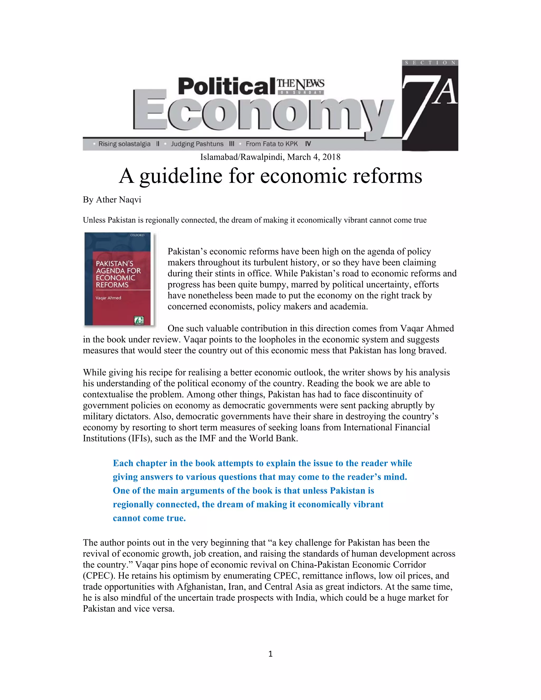 Nomi Rwp A guideline for economic reforms in Pakistan | PDF