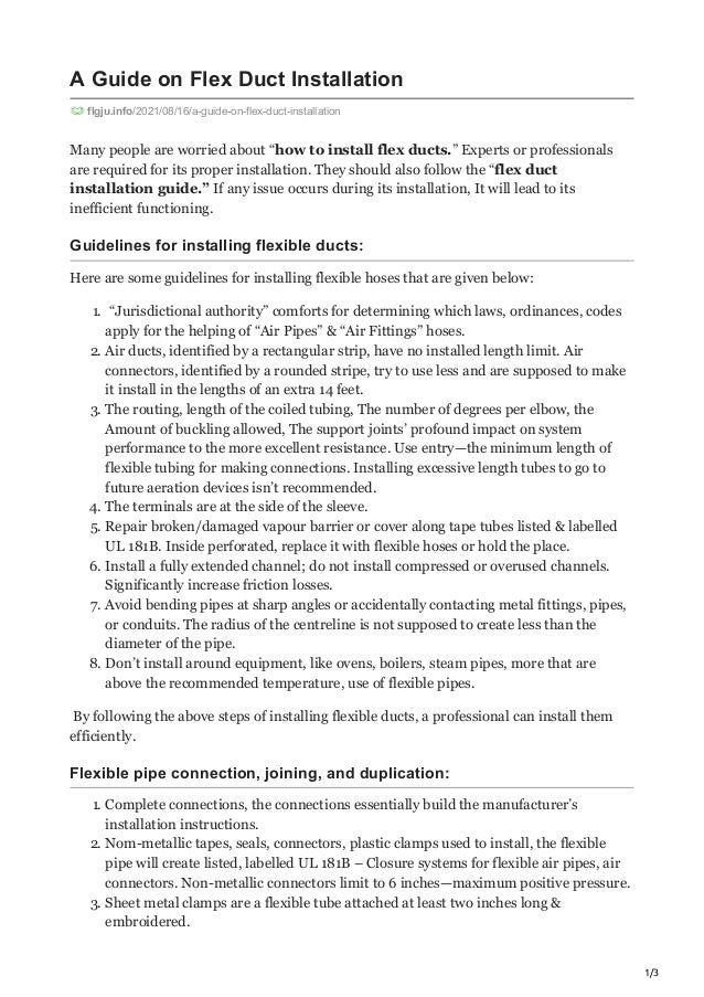 A guide on flex duct installation