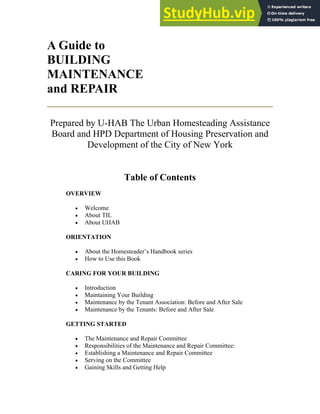 A Guide To BUILDING MAINTENANCE And REPAIR | PDF