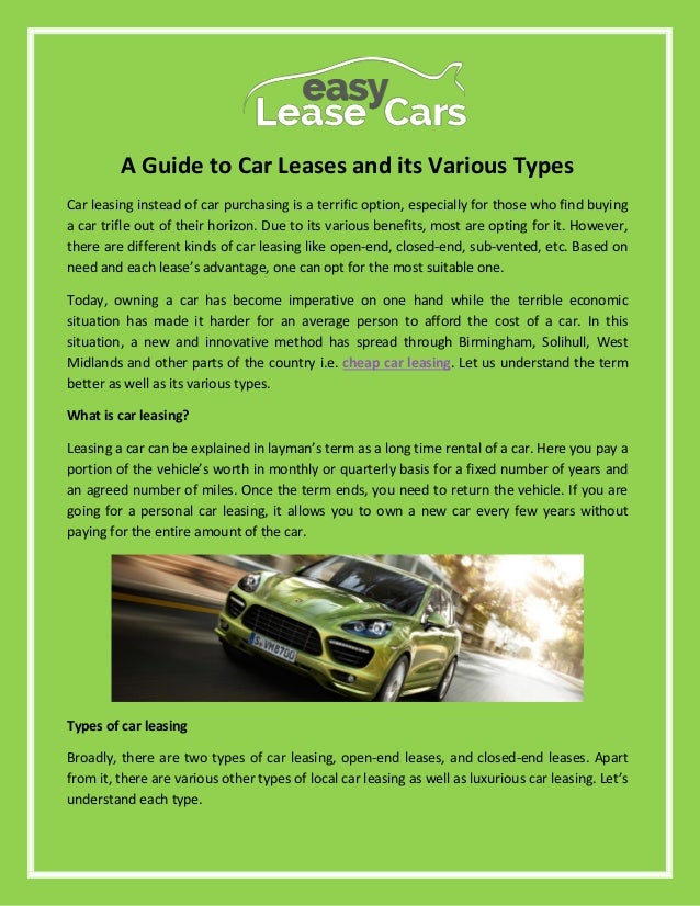 Sub Lease A Car >> A Guide To Car Leases And Its Various Types Sub Lease A Car >> A Guide To Car Leases And Its Various Types