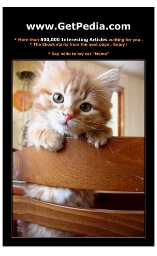 www.GetPedia.com
* More than 500,000 Interesting Articles waiting for you .
       * The Ebook starts from the next page : Enjoy !

               * Say hello to my cat "Meme"
 