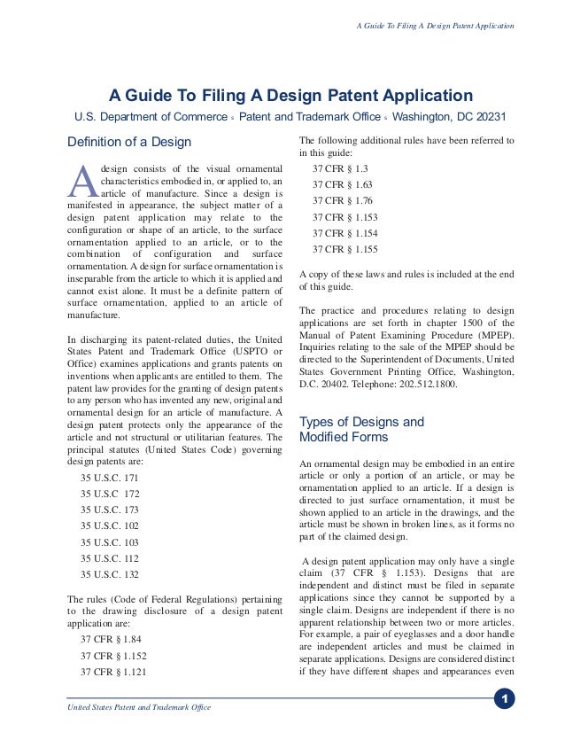 Design Patent Application Guide | a guide to filing for a design patent via uspto Design Patent Application Guide | a guide to filing for a design patent via uspto