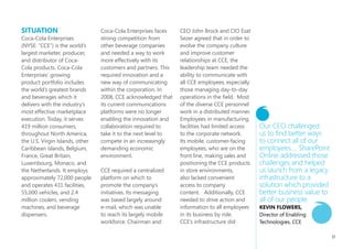 Moving too slowly also increases the risk that different groups or individuals        customer by ignoring the complexities of this transformation.
within the company will each adopt their own cloud solution in a fragmented and
uncontrolled fashion (rogue IT), wresting control over IT from the CIO. IT leaders    At Microsoft, we are all in on the cloud. We provide both commercial SaaS (Office
who stay ahead of the cloud trend will be able to control and shape this transi-      365) and a cloud computing platform (Windows Azure Platform). Office 365
tion; those who lag behind will increasingly lose control.                            features the applications customers are familiar with like Exchange email and
                                                                                      SharePoint collaboration, delivered through Microsoft‘s cloud. Windows Azure
To lead the transition, IT leaders need to think about the long term architecture     is our cloud computing platform, which enables customers to build their own
of their IT. Some see a new role emerging, that of a Cloud Services Architect, who    applications and IT operations in a secure, scalable way in the cloud. Writing
determines which applications and services move to the cloud and exactly when         scalable and robust cloud applications is no easy feat, so we built Windows Azure
such a move takes place based on a business case and a detailed understand-           to harness Microsoft‘s expertise in building our cloud-optimized applications
ing of the cloud capabilities available. This should start by taking inventory of     like Office 365, Bing, and Windows Live Hotmail. Rather than just moving virtual
the organization‘s resources and policies. This includes an application and data      machines to the cloud, we build a Platform as a Service that reduces complexity
classification exercise to determine which policy or performance requirements         for developers and IT administrators.
(such as confidential or top secret data retention requirements) apply to which
applications and data. Based on this, IT leaders can determine what parts of their    Microsoft also brings to the cloud the richest partner community in the world. We
IT operation are suitable for public cloud and what might justify an investment       have over 600,000 partners in more than 200 countries servicing millions of busi-
in private cloud. Beginning in this manner takes advantage of the opportunity of      nesses. We are already collaborating with thousands of our partners on the cloud
cloud while striking balance between economics and security, performance,
                                                                                      transition. Together we are building the most secure, reliable, scalable, available,
and risk.
                                                                                      cloud in the world.

To accomplish this, IT leaders need a partner who is firmly committed to the          Over the last three decades, Microsoft has developed strong relationships with
long-term vision of the cloud and its opportunities, one who is not hanging on to     IT organizations, their partners, and their advisors. This offers us an unparalleled
legacy IT architectures. At the same time, this partner needs to be firmly rooted     understanding of the challenges faced by today‘s IT organizations. Microsoft is
in the realities of today‘s IT so it understands current challenges and how to        both committed to the cloud vision and has the experience to help IT leaders on
best navigate the journey to the cloud. IT leaders need a partner who is neither      the journey.
incentivized to push for change faster than is responsible nor to keep IT the same.
Customers need a partner who has done the hard work of figuring out how
best to marry legacy IT with the cloud, rather than placing that burden on the

                                                                                                                                                                             35
 