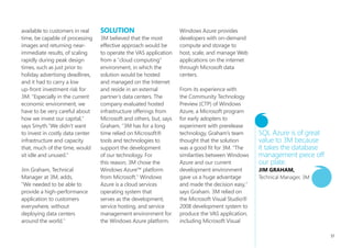 SituAtion                         of research that is used in        make the process for designing
From well-known brands such       many 3M products - such as         things that people interact with
as Post-it products, Thinsulate   reflective materials used in       visually more science-based
insulation, and Nexcare first     roadway signage, emergency         and iterative to bring about
aid, to high-strength bonding     exit markings, and display         more effective results."
tapes, industrial abrasives,      and graphics technologies - is
and traffic safety systems,       the understanding of how           Terry Collier, Marketing
3M products are ubiquitous        the human visual system            Manager at 3M, adds, "In our
around the world. Founded in      works. The company’s vision        market research, we found
1902, 3M is a science-based       scientists, working in its         that designers spend a lot of
company and has developed         corporate research labs,           time creating, honing, and
thousands of innovative           study how the human brain          optimizing their images but
products for a broad range        processes visual information       they can be challenged by the
of markets. The company           and have developed complex         fact that they don’t ever truly    We knew there was
now operates in 60 countries      algorithms for predicting what     know how people are seeing a       a need to make the
and its worldwide sales in        a person will notice in a visual   design before it’s completed."     process for designing
2008 were more than U.S.$25       scene.                                                                things that people
billion.                                                             3M’s goal was to provide           interact with visually
                                  Bill Smyth, Business Manager       designers with predictive          more science-based and
3M supports more than             at 3M, says, "Our job, on the      measurements about how             iterative to bring about
40 different technology           business and marketing side,       their creations - from a logo      more effective results.
platforms and has invested        is to make the most of these       design, to a Web site layout,      Bill SMytH,
years of scientific research      capabilities." To this end,        to the placement of an             Business Manager, 3M
in developing them. In fact,      Smyth and his colleagues           electronic screen in a hotel
7,000 of the company’s            identified a use for these         lobby - would be perceived
employees are dedicated           predictive algorithms. "We         by their audience. Also, it was
solely to research. One area      knew there was a need to           critical that this information

                                                                                                                                   55
 