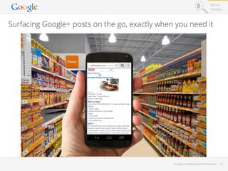 Better
Visibility

Surfacing Google+ posts on the go, exactly when you need it

Google Conﬁdential and Proprietary

13

 