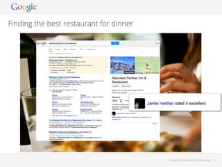 Finding the best restaurant for dinner

Google Conﬁdential and Proprietary

6

 
