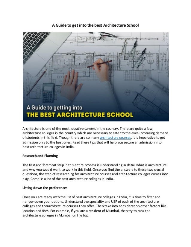 A guide to getting into the best architecture school pdf