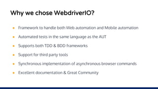 A guide to getting started with WebdriverIO | PPT