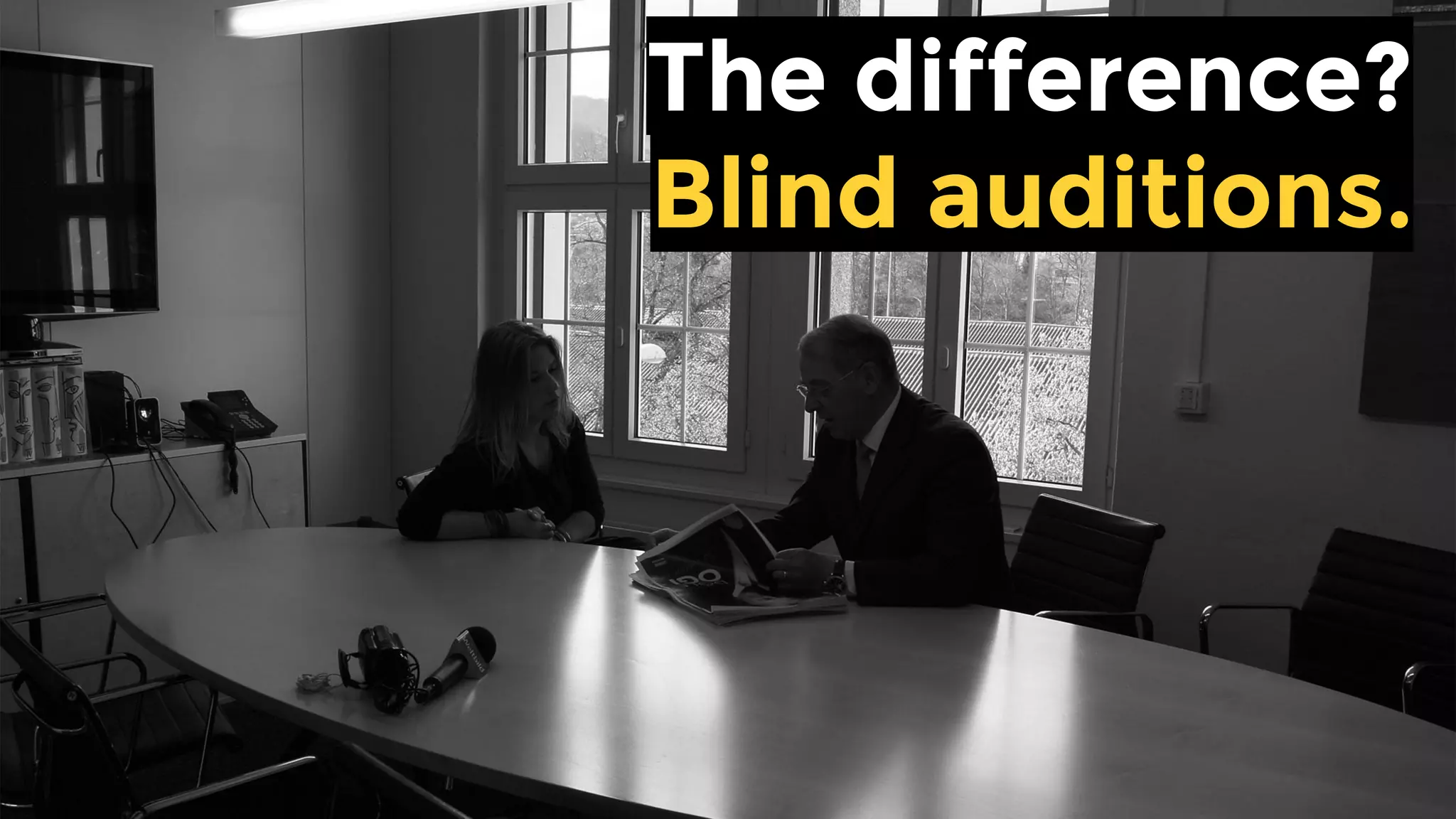 The difference?
Blind auditions.
 