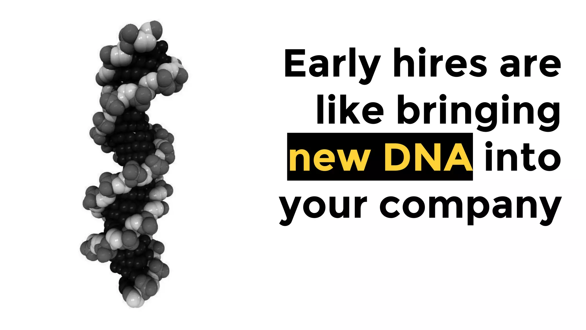 Early hires are
like bringing
new DNA into
your company
 