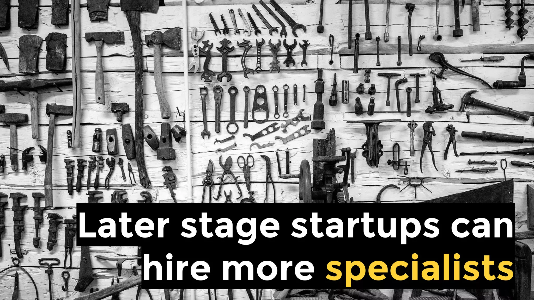 Later stage startups
can hire more specialists
 