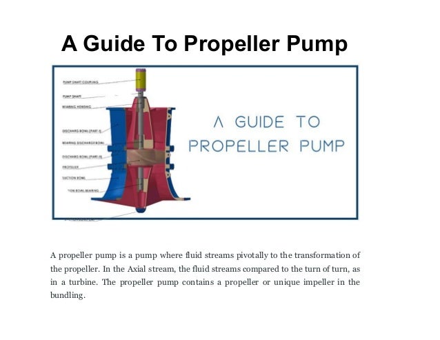 A Guide To Propeller Pump
A propeller pump is a pump where fluid streams pivotally to the transformation of
the propeller. In the Axial stream, the fluid streams compared to the turn of turn, as
in a turbine. The propeller pump contains a propeller or unique impeller in the
bundling.
 