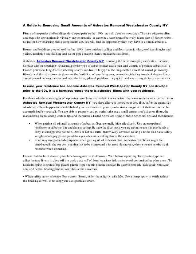 A Guide To Removing Small Amounts Of Asbestos Removal Westchester Cou
