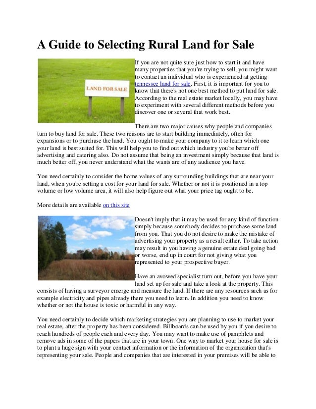 A guide to selecting rural land for sale