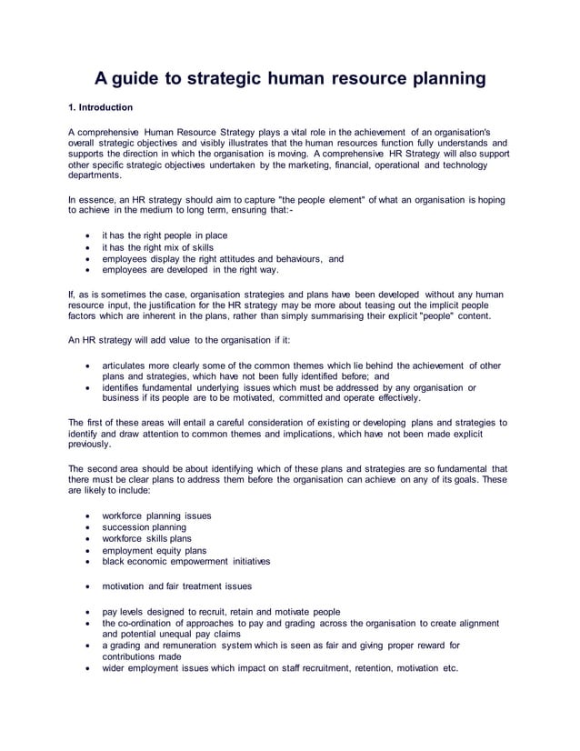 A guide to strategic human resource planning PDF