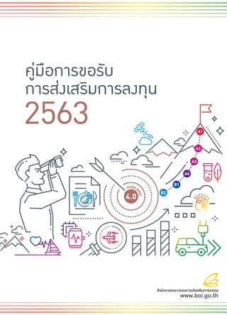 สำนักงานคณะกรรมการสงเสริมการลงทุน
www.boi.go.th
THAILA
ND
4.0
A1
A2
A3
A4
B1
B2
คูมือการขอรับ
การสงเสร�มการลงทุน
2563
 