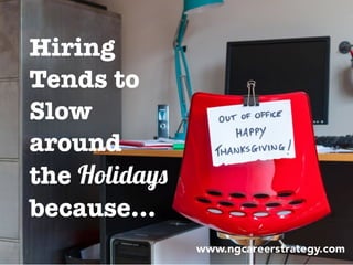 Hiring
Tends to
Slow
around
the Holidays
because…
 