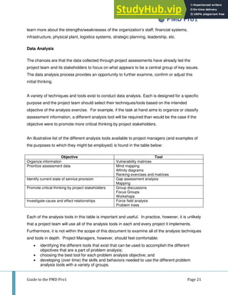 Project Initial Assessment Example A Guide To The PMD Pro1 Project Management For Development ...
