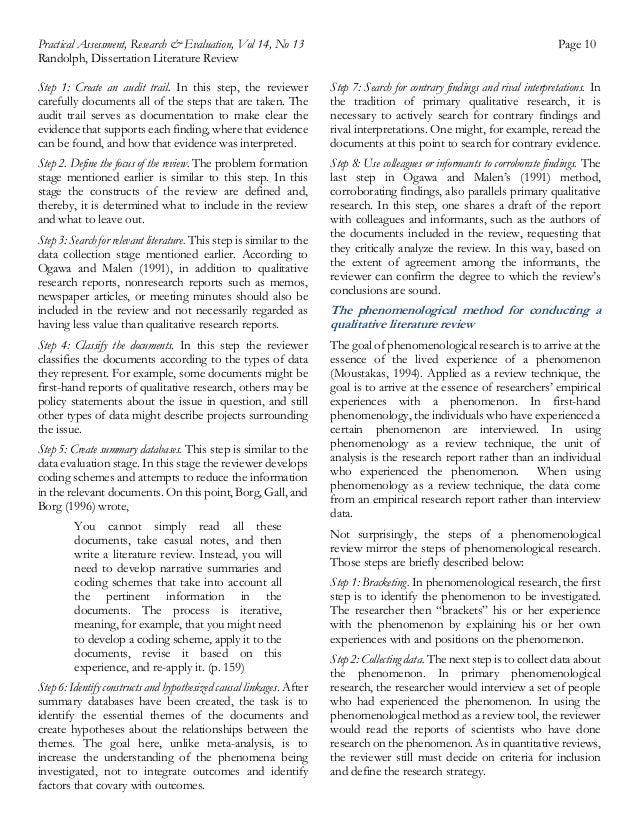 a guide to writing the dissertation literature review