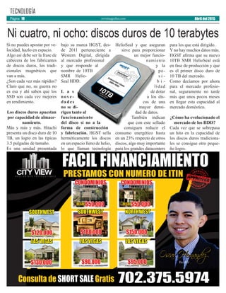 revistaaguilas.com
Si no puedes apostar por ve-
locidad, hazlo en espacio.
Algo así debe ser la frase de
cabecera de los fabricantes
de discos duros, los tradi-
cionales magnéticos que
van a más.
¿Son cada vez más rápidos?
Claro que no, su guerra no
es esa y ahí saben que los
SSD son cada vez mejores
en rendimiento.
Los discos duros apuestan
por capacidad de almace-
namiento.
Más y más y más. Hitachi
presenta un disco duro de 10
TB, un logro en las típicas
3.5 pulgadas de tamaño.
Es una unidad presentada
bajo su marca HGST, des-
de 2011 perteneciente a
Western Digital, dirigida
al mercado profesional
y que responde al
nombre de 10TB
SMR Helio-
Seal HDD.
L a s
nove-
dades
no se di-
rigen tanto al
funcionamiento
del disco si no a la
forma de construcción
y fabricación. HGST sella
herméticamente los discos
en un espacio lleno de helio,
lo que llaman tecnología
HelioSeal y que aseguran
sirve para proporcionar
un mejor funcio-
namiento
y la
po-
s i -
b i -
lidad
de dotar
a los dis-
cos de una
mayor densi-
dad de datos.
También indican
que con este sellado
consiguen reducir el
consumo energético hasta
en un 23% respecto de otros
discos, algo muy importante
para los grandes datacenters
para los que está dirigido.
Y no hay muchos datos más.
HGST afirma que su nuevo
10TB SMR HelioSeal está
en fase de producción y que
es el primer disco duro de
10 TB del mercado.
Como decíamos por ahora
para el mercado profesio-
nal, seguramente no tarde
más que unos pocos meses
en llegar esta capacidad al
mercado doméstico.
¿Cómo ha evolucionado el
mercado de los HDD?
Cada vez que se sobrepasa
un hito en la capacidad de
los discos duros tradiciona-
les se consigue otro peque-
ño logro.
TECNOLOGÍA
Ni cuatro, ni ocho: discos duros de 10 terabytes
Abril del 2015Página 10
 