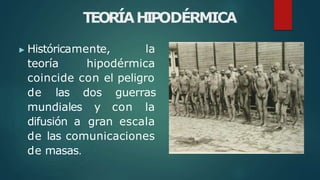 TEORÍAHIP
ODÉRMICA
▶ Históricamente, la
teoría hipodérmica
coincide con el peligro
de las
mundiales
dos guerras
y con la
d...