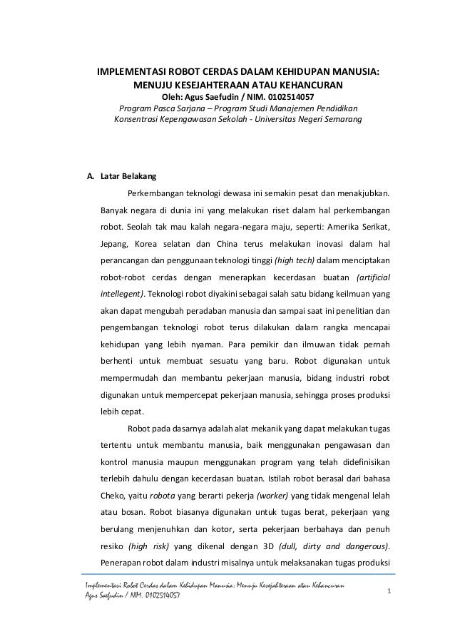 Robot Cerdas Dan Peradaban Manusia