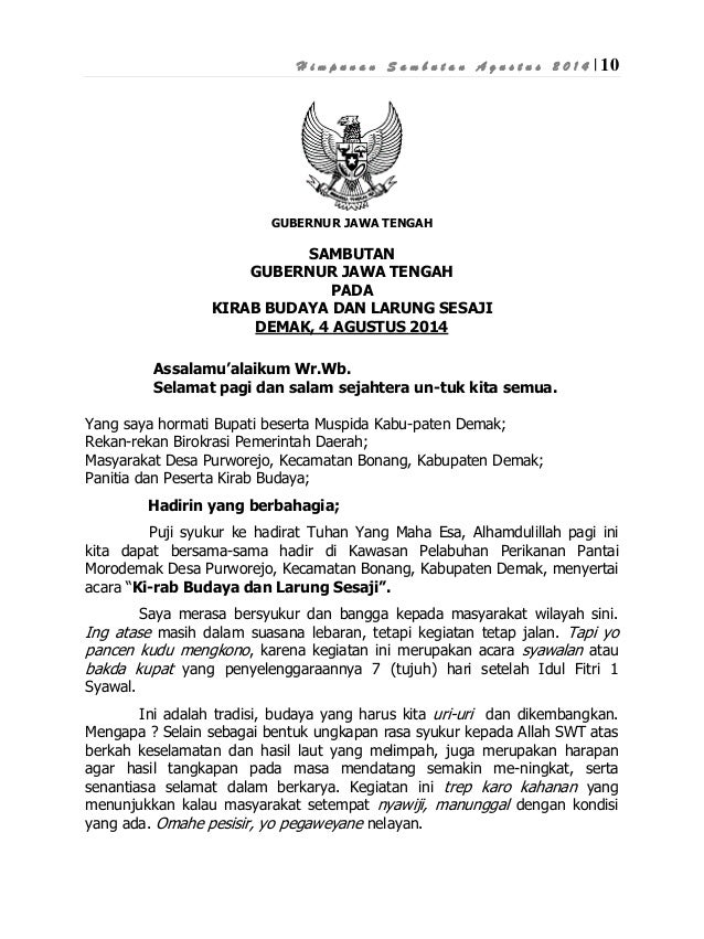 Pidato Gubernur jawa tengah