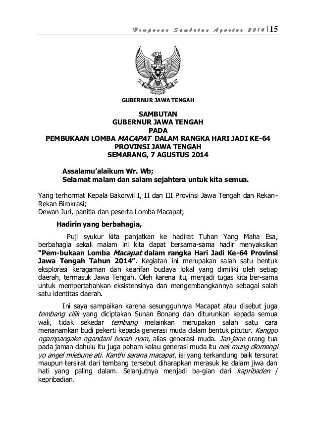 Pidato Gubernur jawa tengah