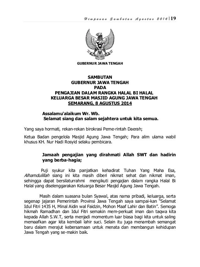 Pidato Gubernur Jawa Tengah