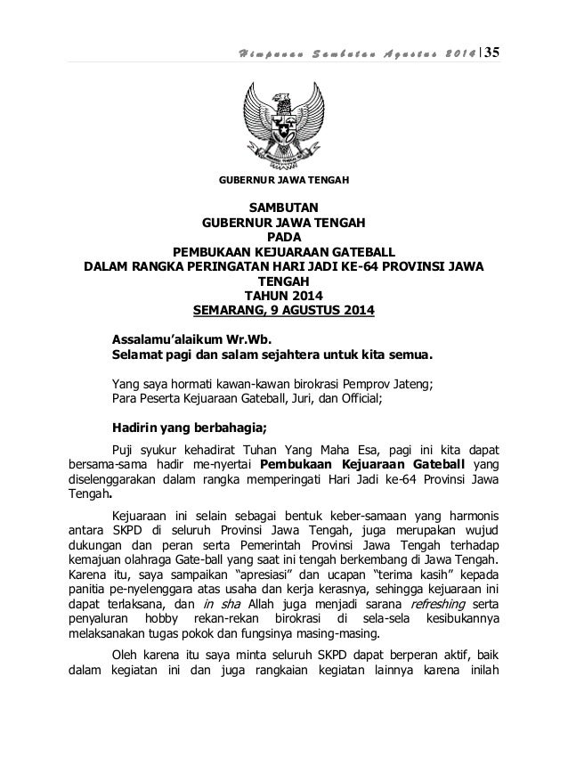 Pidato Gubernur jawa tengah