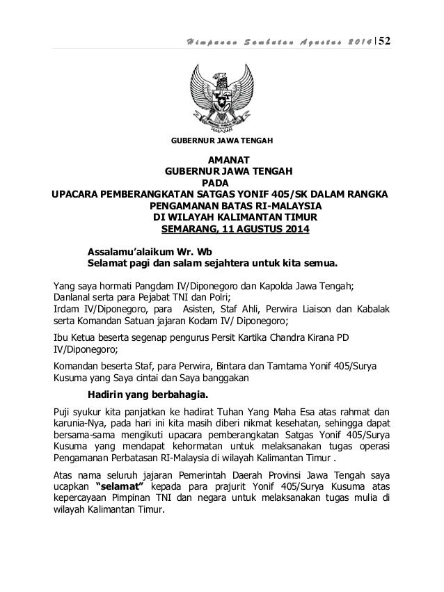 Pidato Gubernur jawa tengah
