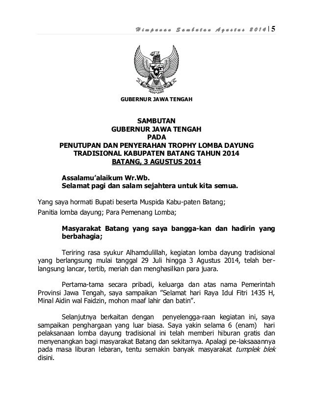 Pidato Gubernur jawa tengah