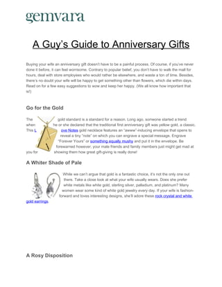 A Guy’s Guide to Anniversary Gifts